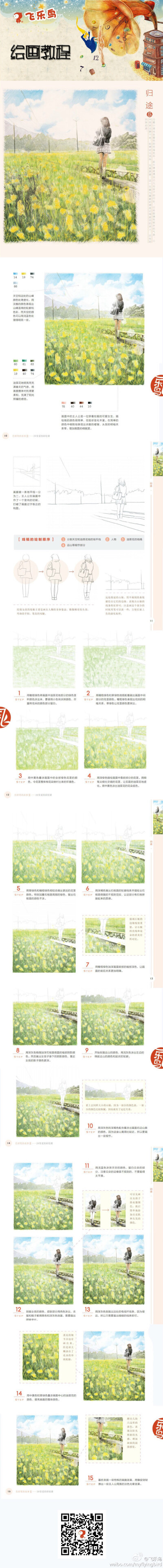飞乐鸟彩铅绘画教程 侵删