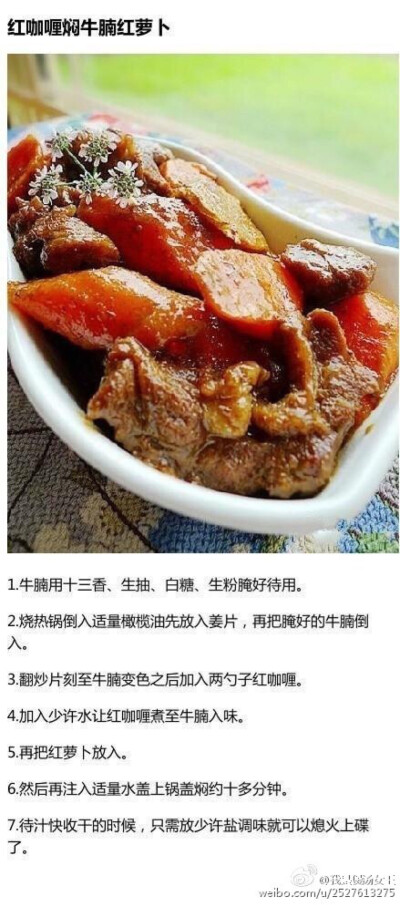 红咖喱炖牛腩红萝卜