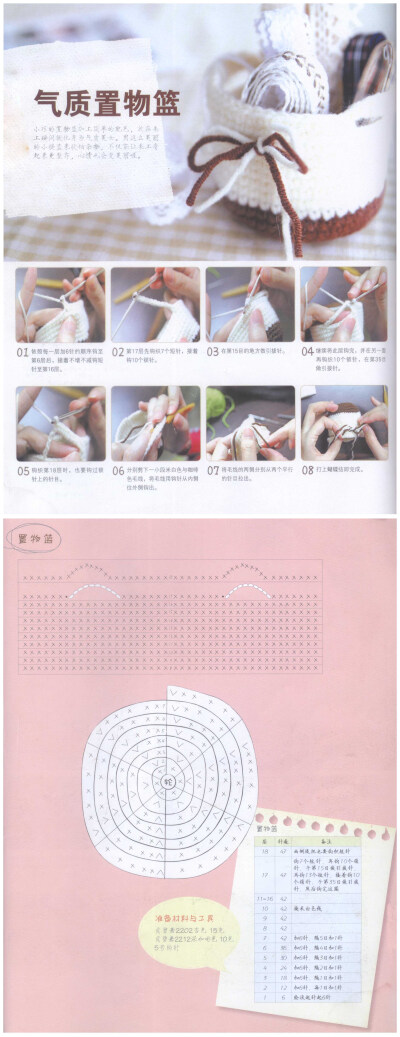 清新的撞色置物篮，可爱玲珑的造型引人注目。 #钩织图解#