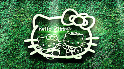 VJCHINA1697hello kitty哈喽凯蒂 婚礼背景视频草绿色LED素材动态