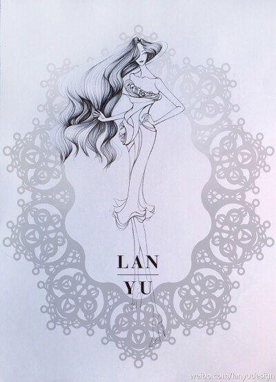 【简单黑白】LAN YU Haute Couture 2015春夏高定设计效果图 等风来 铅笔画 手绘 兰玉