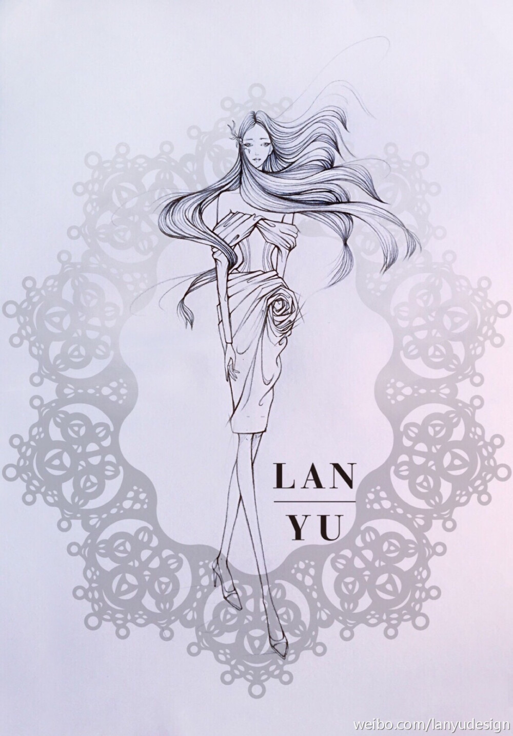 【简单黑白】LAN YU Haute Couture 2015春夏高定设计效果图 等风来 铅笔画 手绘 兰玉 素材