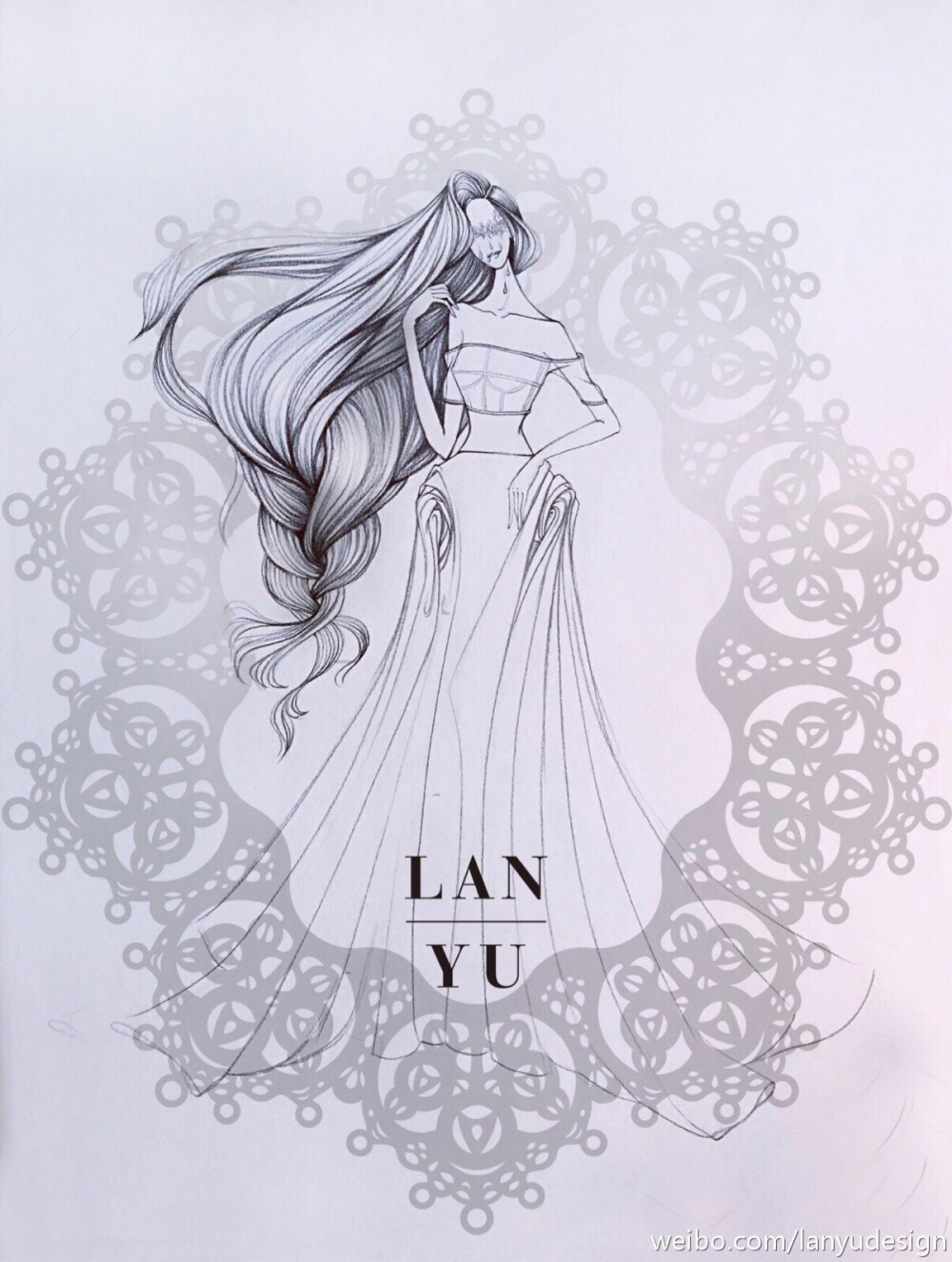 【简单黑白】LAN YU Haute Couture 2015春夏高定设计效果图 等风来 铅笔画 手绘 兰玉 素材