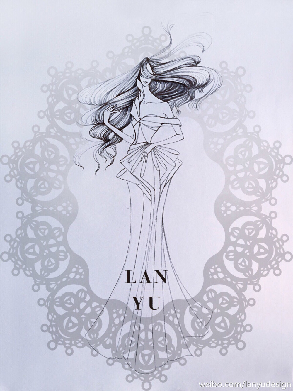 【简单黑白】LAN YU Haute Couture 2015春夏高定设计效果图 等风来 铅笔画 手绘 兰玉 素材