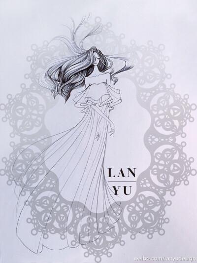 【简单黑白】LAN YU Haute Couture 2015春夏高定设计效果图 等风来 铅笔画 手绘 兰玉 素材