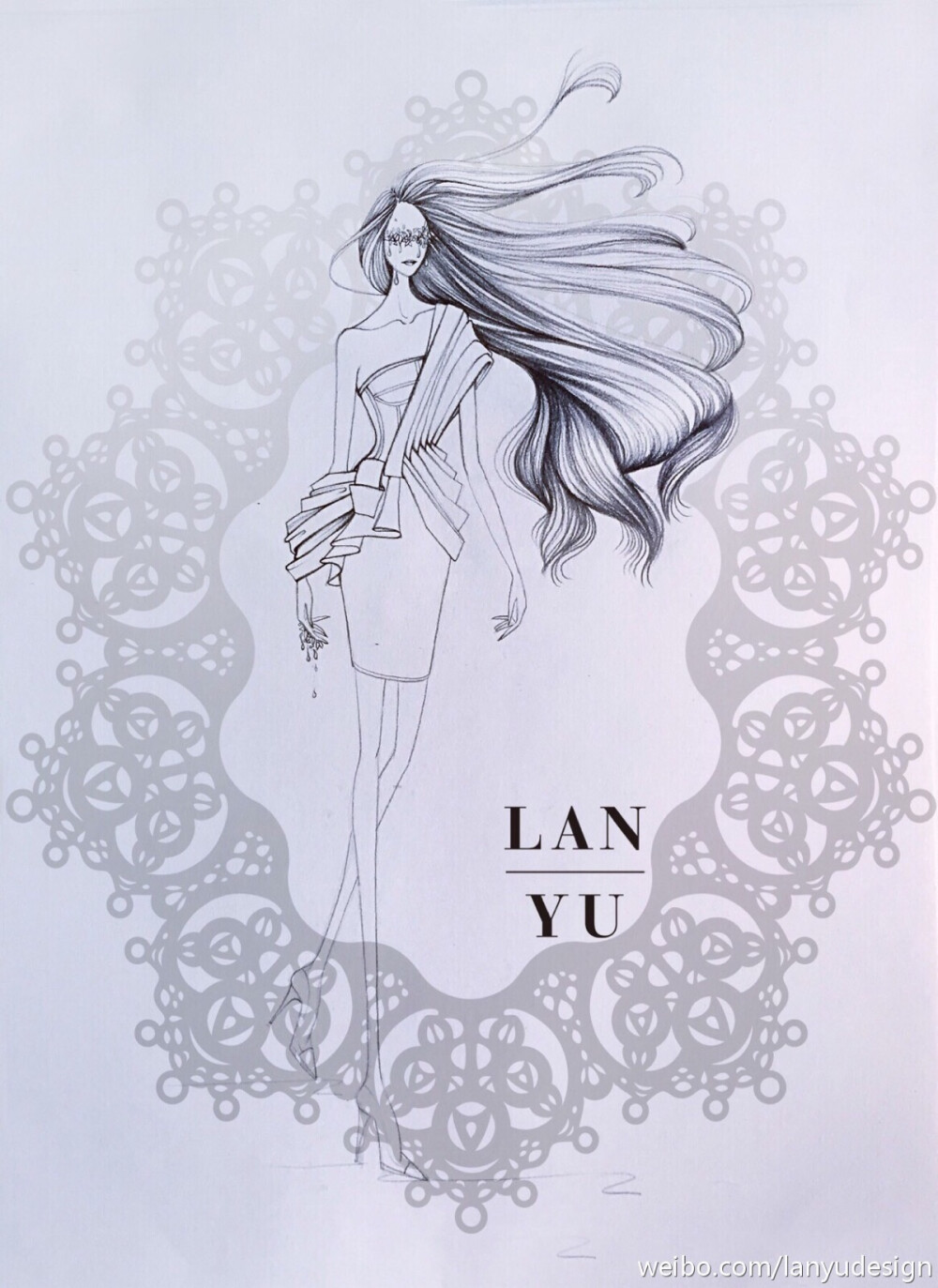 【简单黑白】LAN YU Haute Couture 2015春夏高定设计效果图 等风来 铅笔画 手绘 兰玉 素材