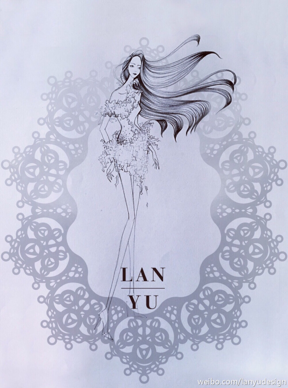 【简单黑白】LAN YU Haute Couture 2015春夏高定设计效果图 等风来 铅笔画 手绘 兰玉 素材