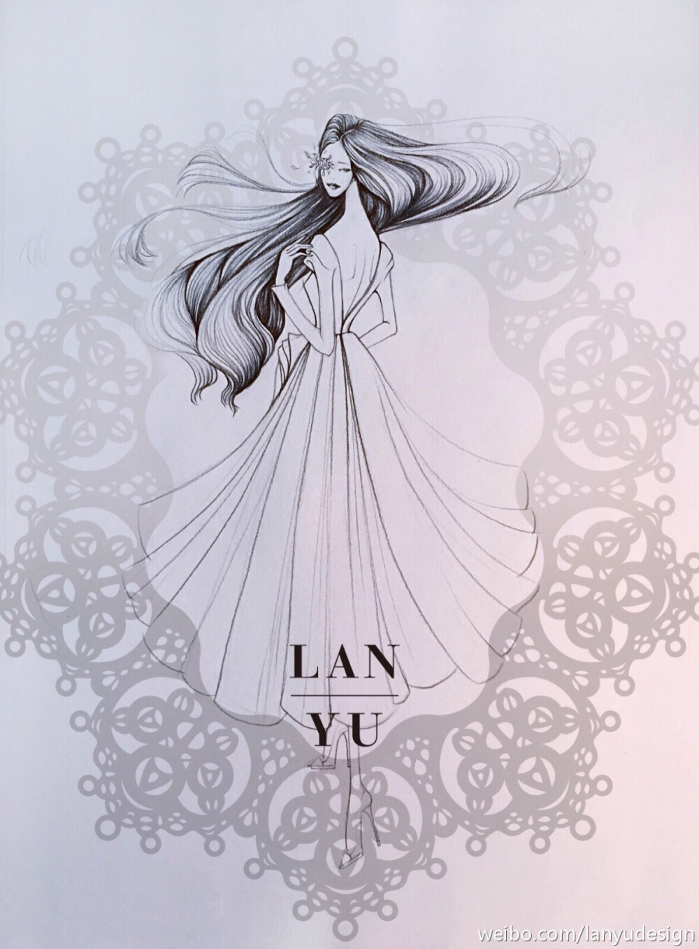 【简单黑白】LAN YU Haute Couture 2015春夏高定设计效果图 等风来 铅笔画 手绘 兰玉 素材