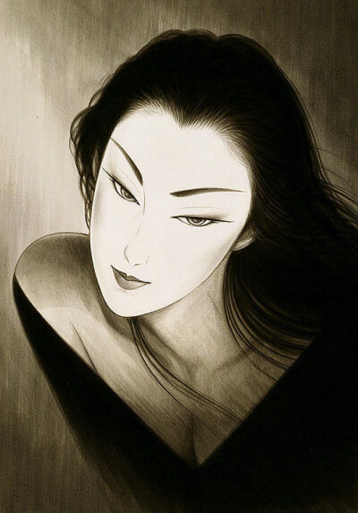 日本艺术家鹤田一郎创意版画--美人绘