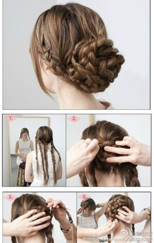 小心机编发盘发  编几个三股辫 ，盘起来