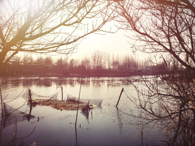 冬天里阳光明媚的正午。