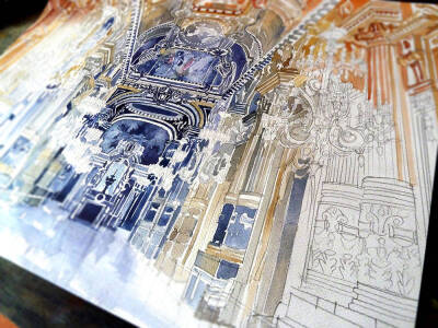 Colorful New Architectural Watercolors by Maja Wronskaby Christopher Jobson @未央°原创