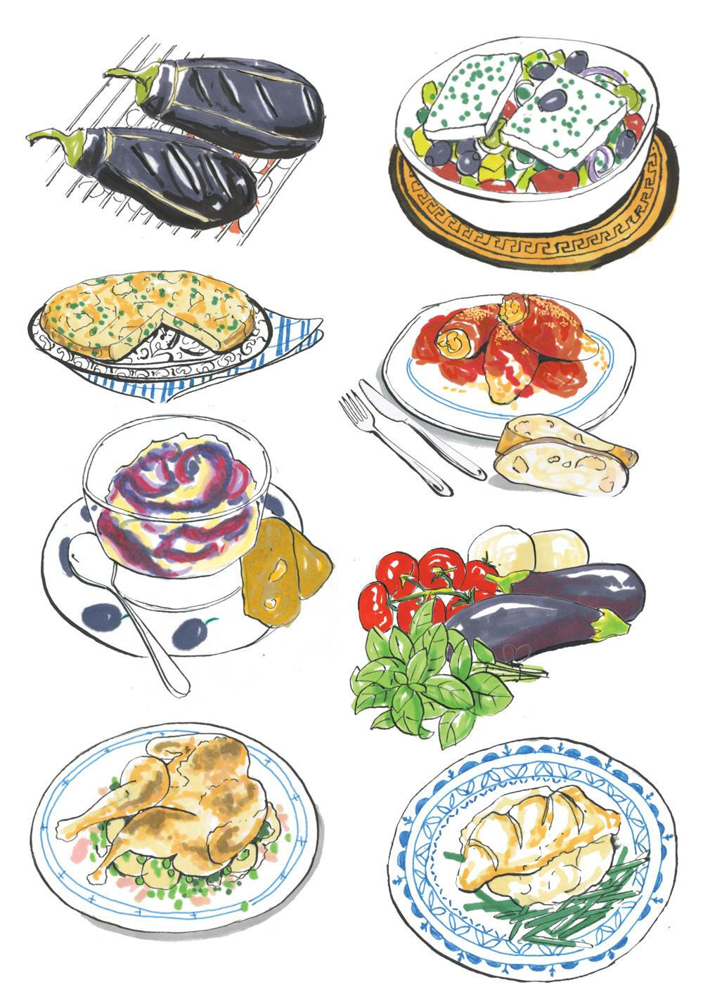 漫画美食手帐插画