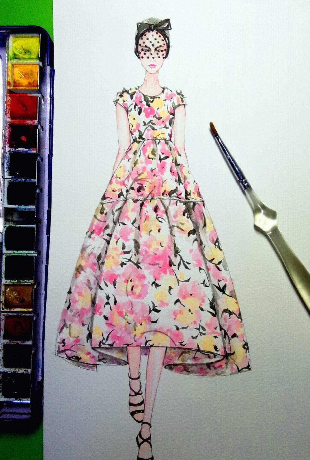 【时尚手绘】Giambattista Valli Spring 2015。时装周。水彩手绘。手绘插画。时装设计稿。来自插画师 钮钴禄嬛朱君