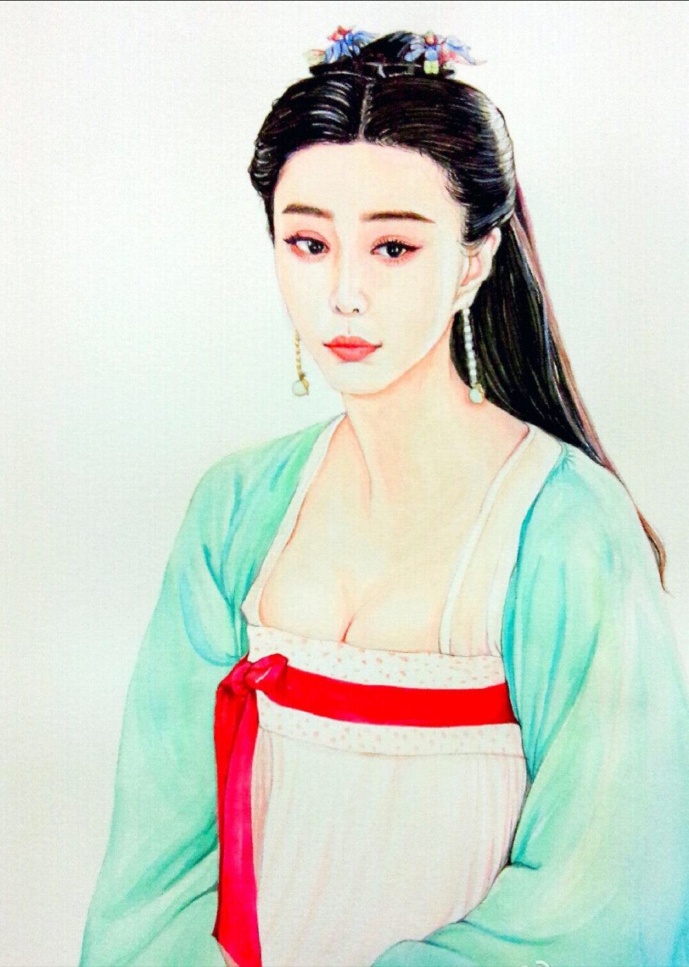 【手绘插画】水彩手绘.明星.范冰冰.《武媚娘传奇》素材.肖像.