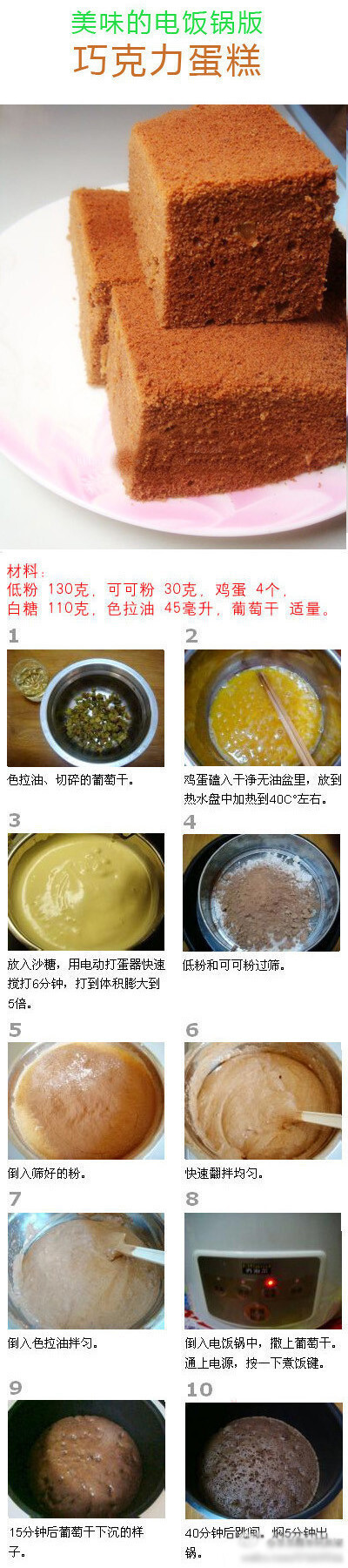 【电饭锅制作美味的巧克力蛋糕】用电饭锅做的哦，方便又好吃呢~还不快来试试吧！欢迎关注淘宝店铺：天天烘焙屋