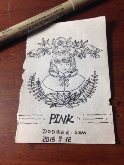 pink 插画 针管笔