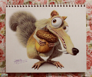 彩铅画，那只创造世界的小松鼠