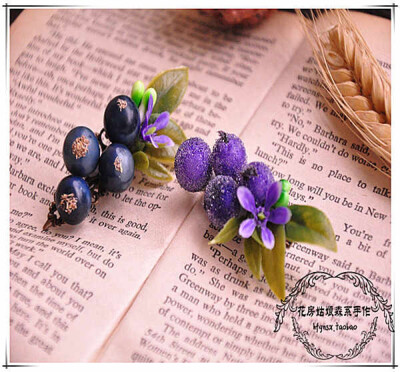 森林系甜美蓝莓/紫色霜降浆果发夹