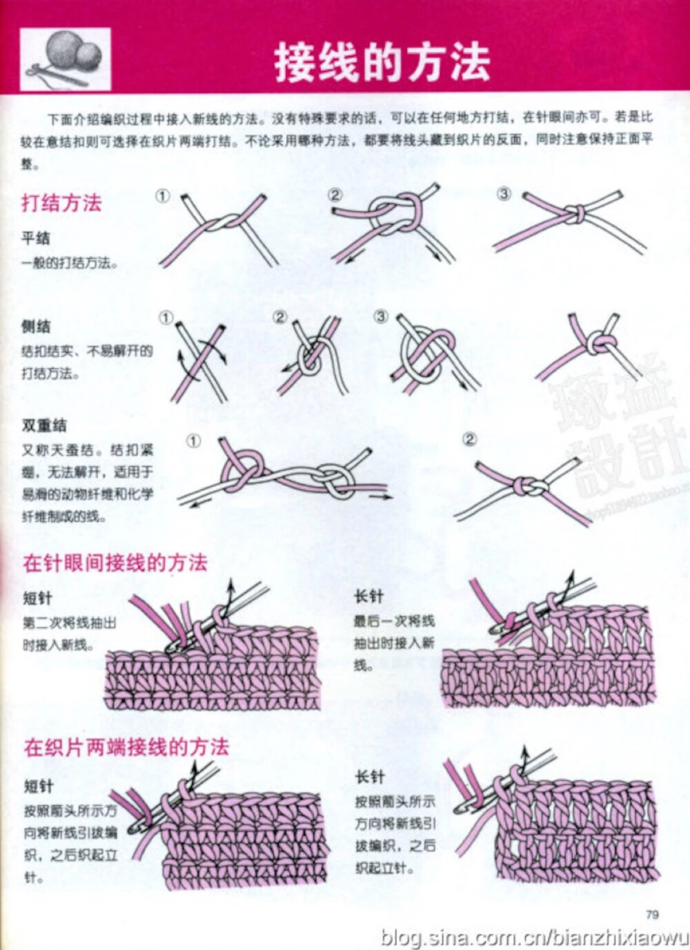 钩织。接线的方法。