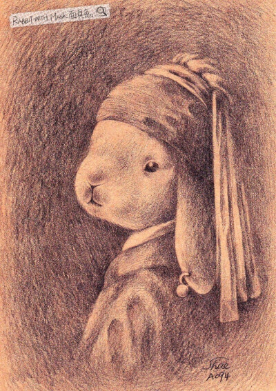 兔子与名画 Rabbit With Mask 面具兔