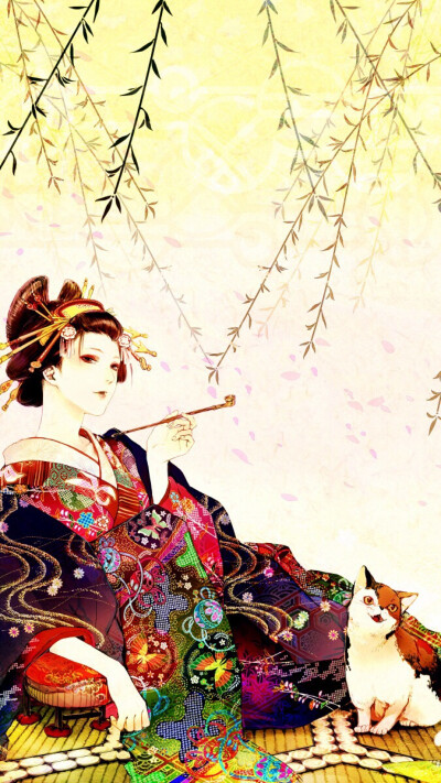 #高清壁纸#花魁 - 日本插画师彩乃浦助作品：花魁