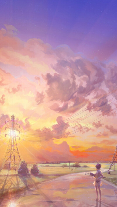 #高清壁纸#Sunset after Rain - 日本插画师 ArseniXC 作品