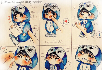 #越南小螃蟹# #TGCRVTK# Our little blue owl ... 【cr：JustDrawForKarry2109】王俊凯 饭绘