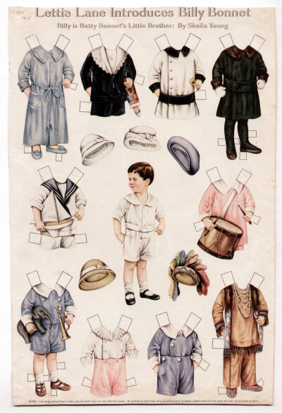Vintage BETTY BONNET'S LITTLE BROTHER BOBBY Paper Dolls Page May 1915 uncut/LHJ | eBay