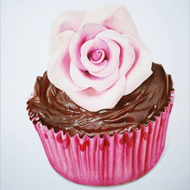 纸杯蛋糕插图艺术甜点下午茶美食彩铅绘画iphone壁纸手绘