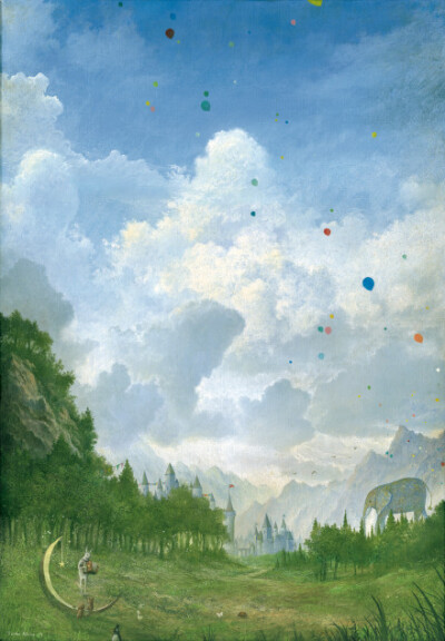 高清原图❤日本画家ｴﾋﾞｰﾈ 笔下的天空海洋和森林，仿佛一秒进入童话世界