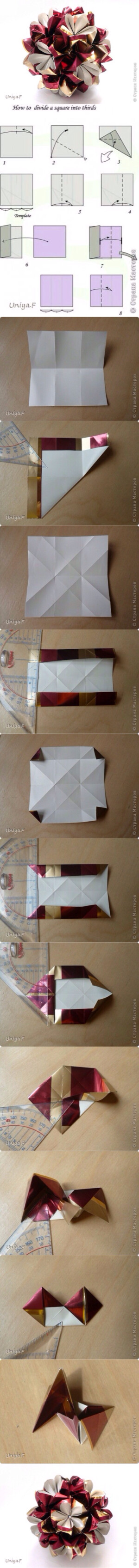 Jacqueline折纸花球教程，用纸：30张，尺寸：10*10cm
