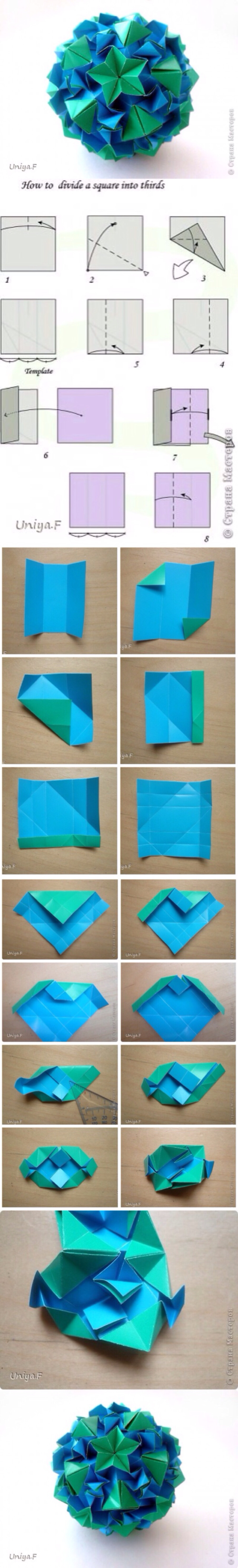 Roundelay折纸花球教程，用纸：30张，尺寸：5.5*5.5 cm