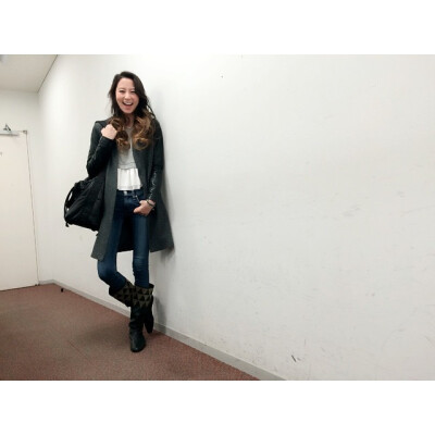 【mayuko】FASHION TOP: Honey Mi Honey SKINNY JEANS: Rag&amp;amp;Bone COAT: Qussio BOOTS: Jimmy Choo BAG: Alexander Wang×H&amp;amp;M #FASHION #私服 #MayukoKawakita #河北麻友子