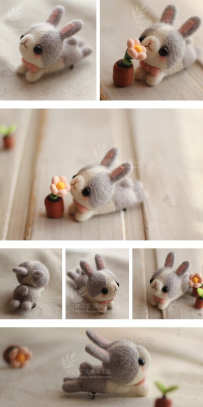 很乖很乖的小兔纸~~羊毛毡小动物，琥珀家原创哦！