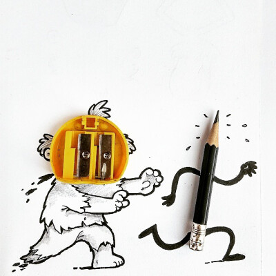 孟加拉漫画家兼图形设计师Manik N Ratan已经开始一个有趣的系列，在那里他的卡通人物与现实生活互相联系。Ratan作品中的可爱怪物和男人看起来就像他们正在互相影响着对方的生活，把自己塞进一辆乐高玩具车或是追寻放…