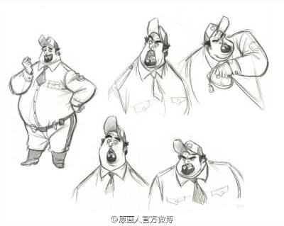#绘画参考# 一般大家单纯的理解角色设计只是画出角色的正面 侧面 四分之三侧或者背面，其实不仅仅是这样，一般的角色设计还需要包括角色的经典动作，常用动作，表情等要素，一起来看看一些迪斯尼角色设计线描稿吧！[…