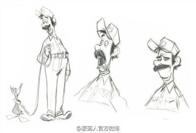 #绘画参考# 一般大家单纯的理解角色设计只是画出角色的正面 侧面 四分之三侧或者背面，其实不仅仅是这样，一般的角色设计还需要包括角色的经典动作，常用动作，表情等要素，一起来看看一些迪斯尼角色设计线描稿吧！[…