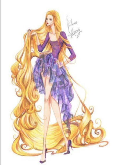 手绘 迪士尼 Rapunzel 长发公主 魔发奇缘