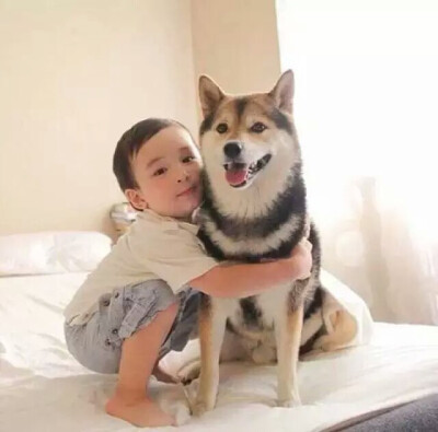 当宝宝身边多了只呆宠后 一起睡 一起呆 一起玩 有爱的一对玩伴♡