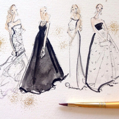 Jeanette Getrost Fashion illustrations。洛杉矶的时装设计师Jeanette Getrost时尚插画欣赏。