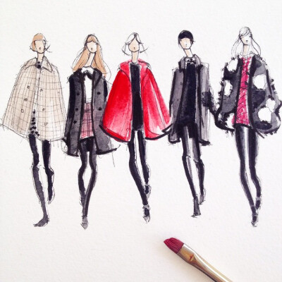 Jeanette Getrost Fashion illustrations。洛杉矶的时装设计师Jeanette Getrost手绘时尚插画欣赏。