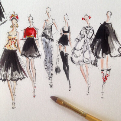 Jeanette Getrost Fashion illustrations。洛杉矶的时装设计师Jeanette Getrost手绘时尚插画欣赏。