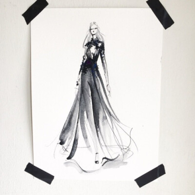 Jeanette Getrost Fashion illustrations。洛杉矶的时装设计师Jeanette Getrost手绘时尚插画欣赏。