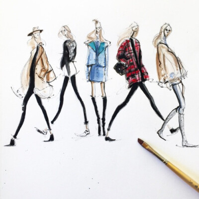 Jeanette Getrost Fashion illustrations。洛杉矶的时装设计师Jeanette Getrost手绘时尚插画欣赏。