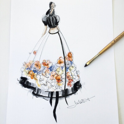 Jeanette Getrost Fashion illustrations。洛杉矶的时装设计师Jeanette Getrost手绘时尚插画欣赏。