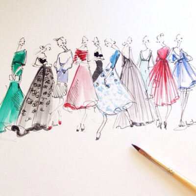 Jeanette Getrost Fashion illustrations。洛杉矶的时装设计师Jeanette Getrost手绘时尚插画欣赏。