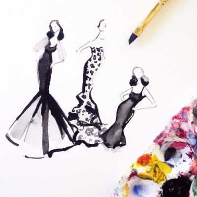 Jeanette Getrost Fashion illustrations。洛杉矶的时装设计师Jeanette Getrost手绘时尚插画欣赏。