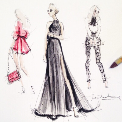 Jeanette Getrost Fashion illustrations。洛杉矶的时装设计师Jeanette Getrost手绘时尚插画欣赏。