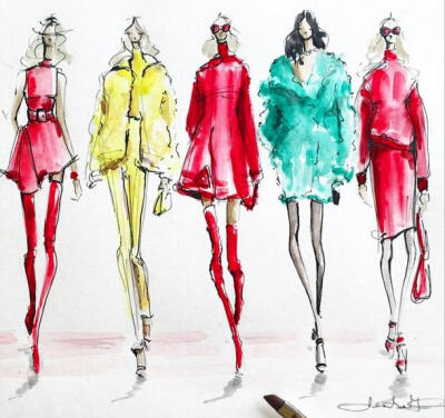 Jeanette Getrost Fashion illustrations。洛杉矶的时装设计师Jeanette Getrost手绘时尚插画欣赏。